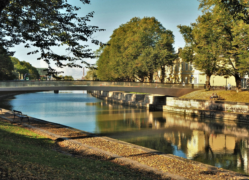Bridge over the River Aura in the city of Turku, Finland