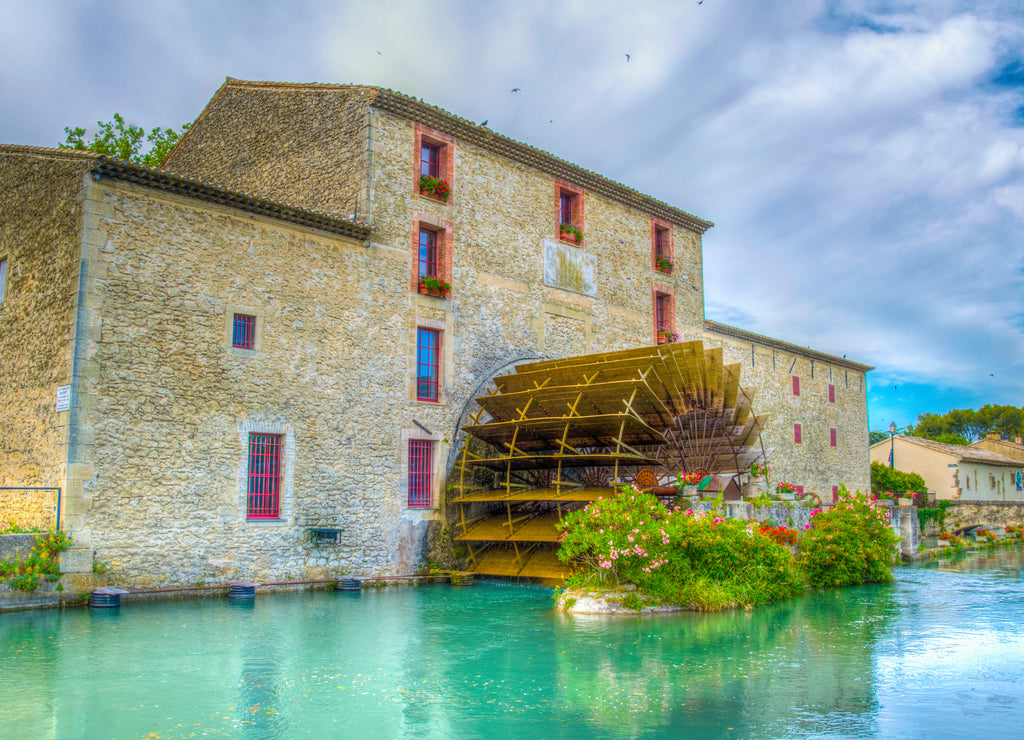 House with a water wheel, Luberon region, France