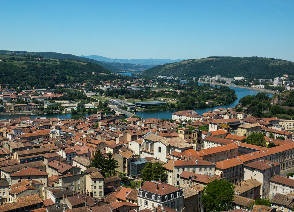 Aerial view of the old medieval city of Vienne in the french Rhone-Alpes region