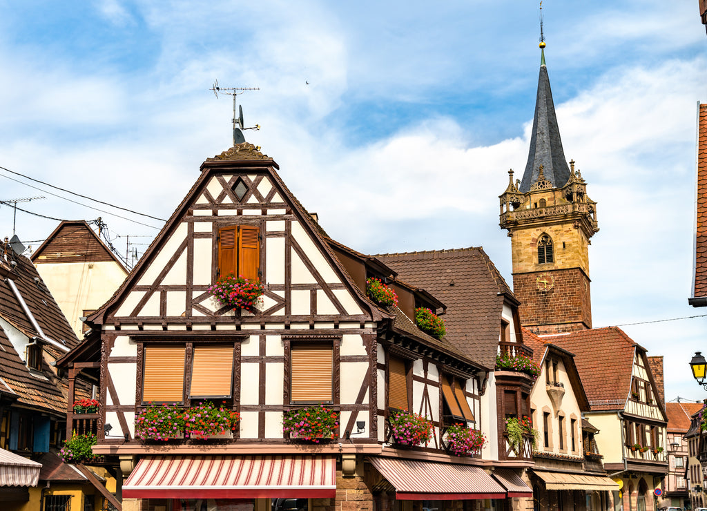 Traditional half-timbered houses in Obernai - Bas-Rhin, France