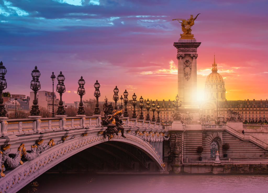 Alexandre III Bridge at amazing sunset - Paris, France