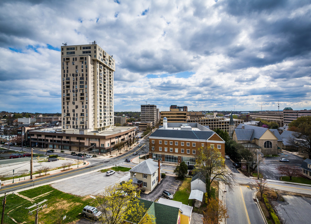 View of buildings in Towson, Maryland