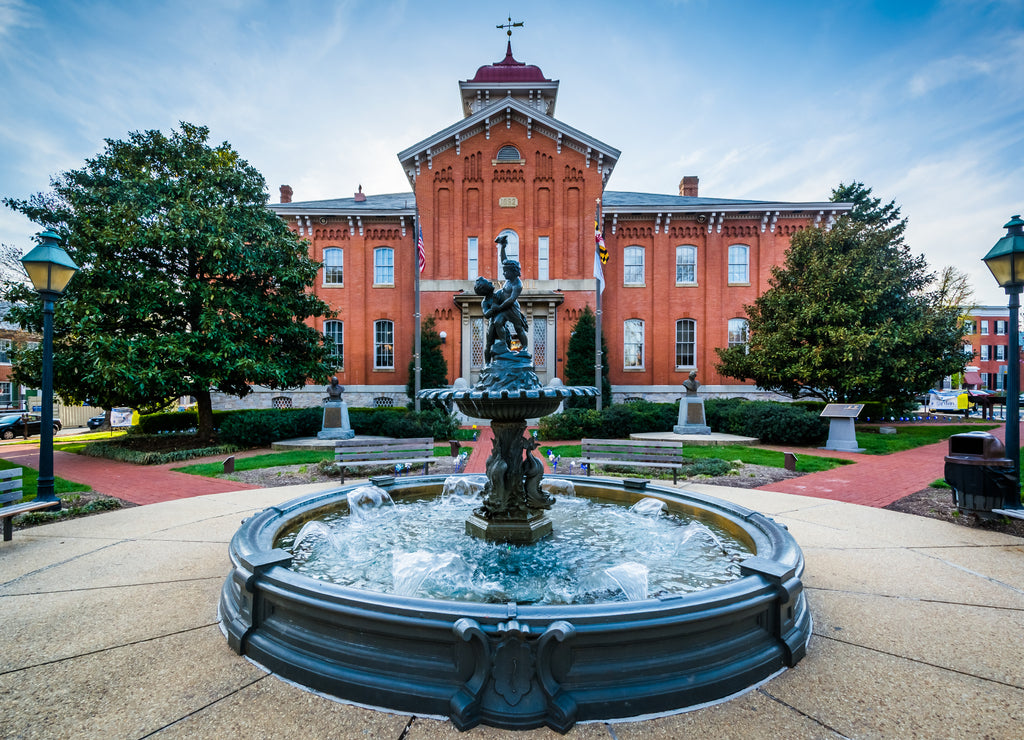 Fountain in front of City Hall, in Frederick, Maryland