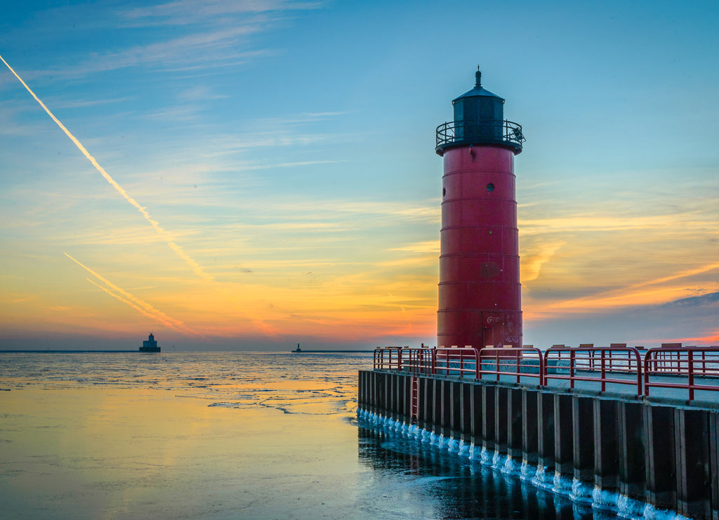 Red Lighthouse at Sunrise, Wisconsin