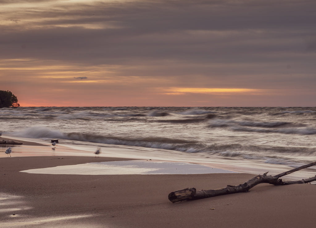 Sunrise at Bradford Beach on Lake Michigan in Milwaukee, Wisconsin