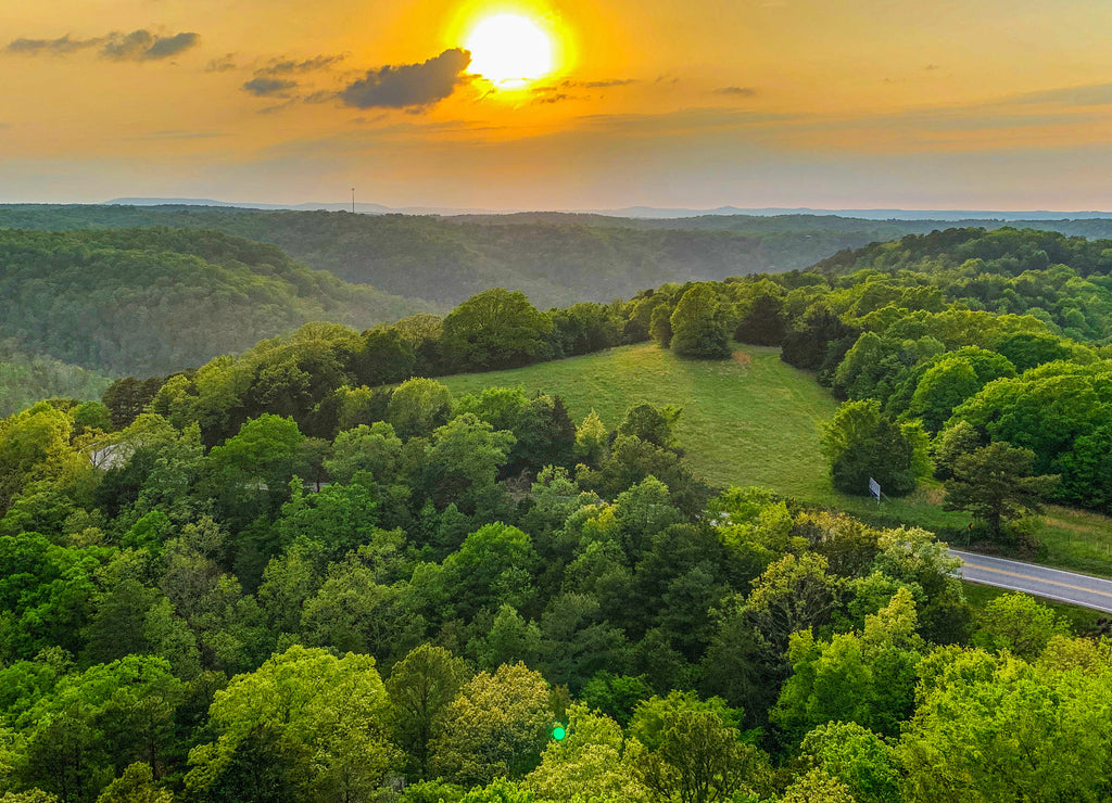 Sunset over the Ozark Mountains in Arkansas