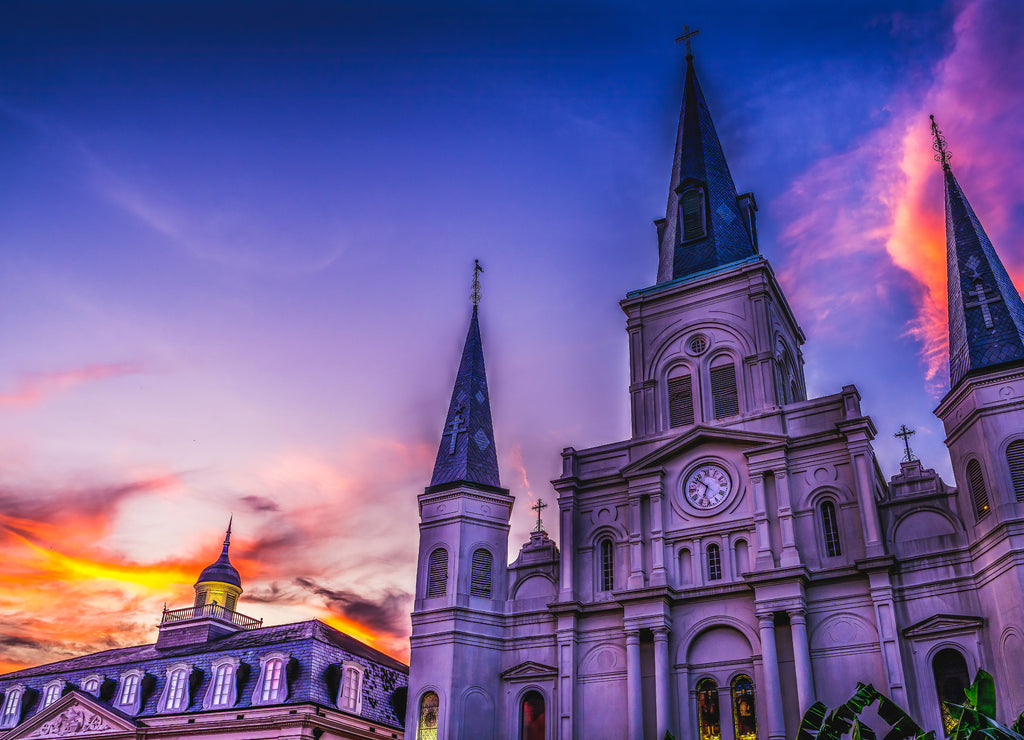 Sunset Saint Louis Cathedral Cabildo New Orleans Louisiana