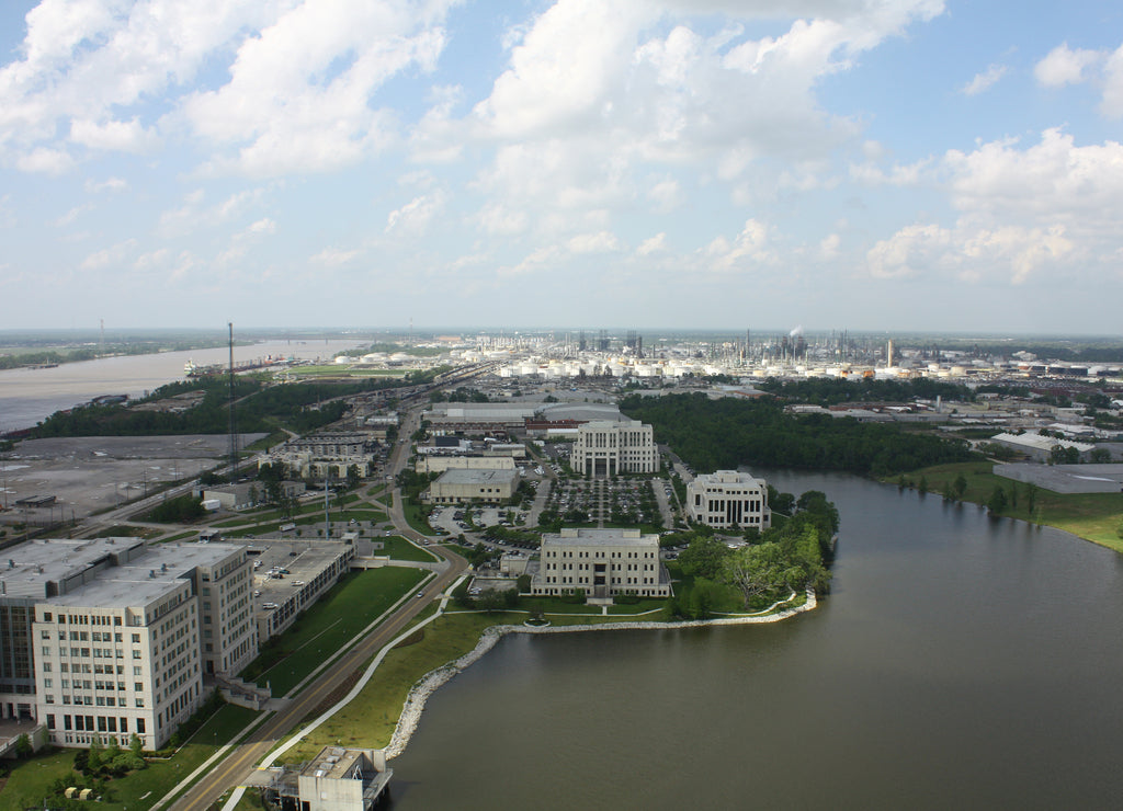 Vista de Baton Rouge desde El Capitolio Estatal de Lusiana, Louisiana