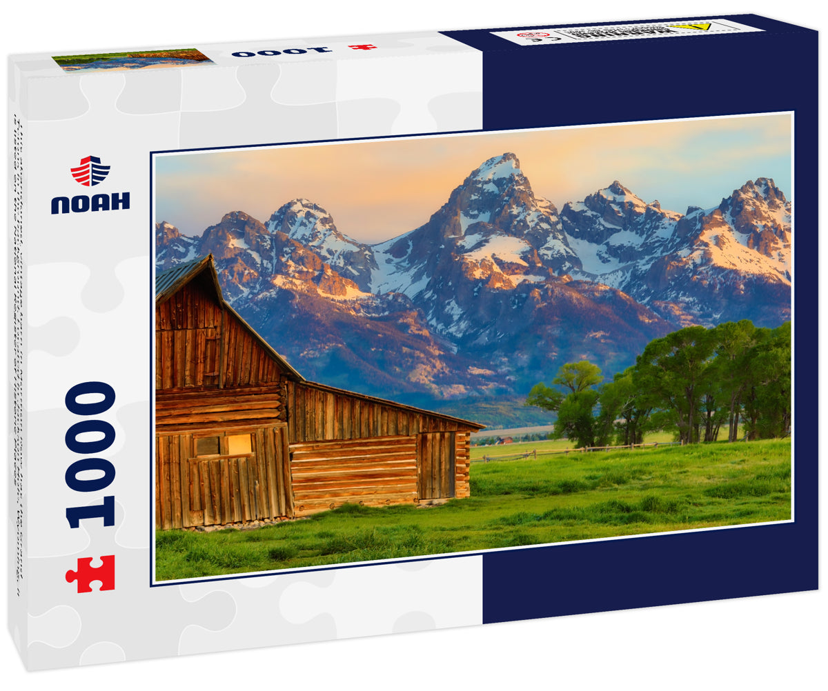 This abandoned, vintage barn in Mormon Row has the Grand Tetons in the background. Located in Jackson Hole, Wyoming, it is listed on the National Register of Historic Places
