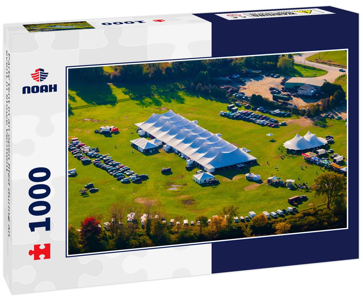 Party tent in an open filed during an event in Stowe Vermont