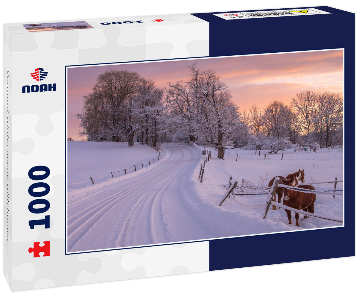 Vermont winter scene with horses