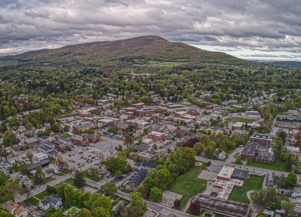 Aerial View of Bennington, Vermont in Spring