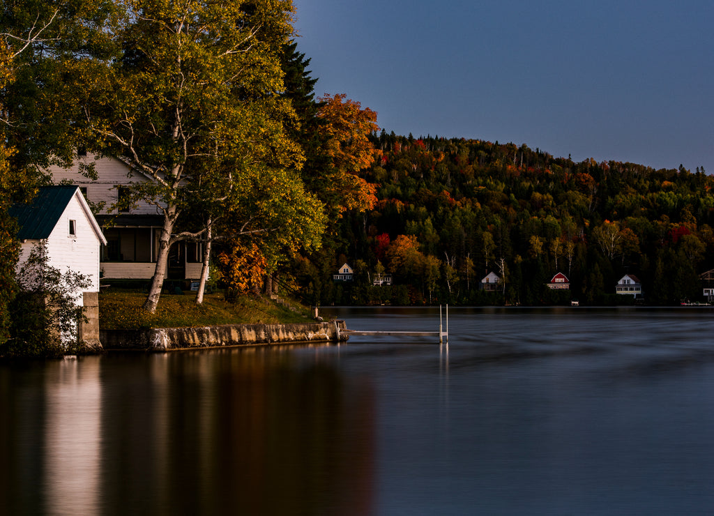 Scenic Joes Pond and Residences at Sunset - Vermont