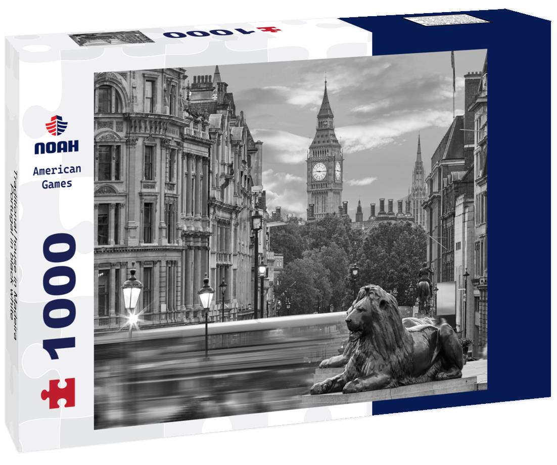 Noah Jigsaw Puzzle Traditional house in Madeira, Portugal in black white 1000 pieces