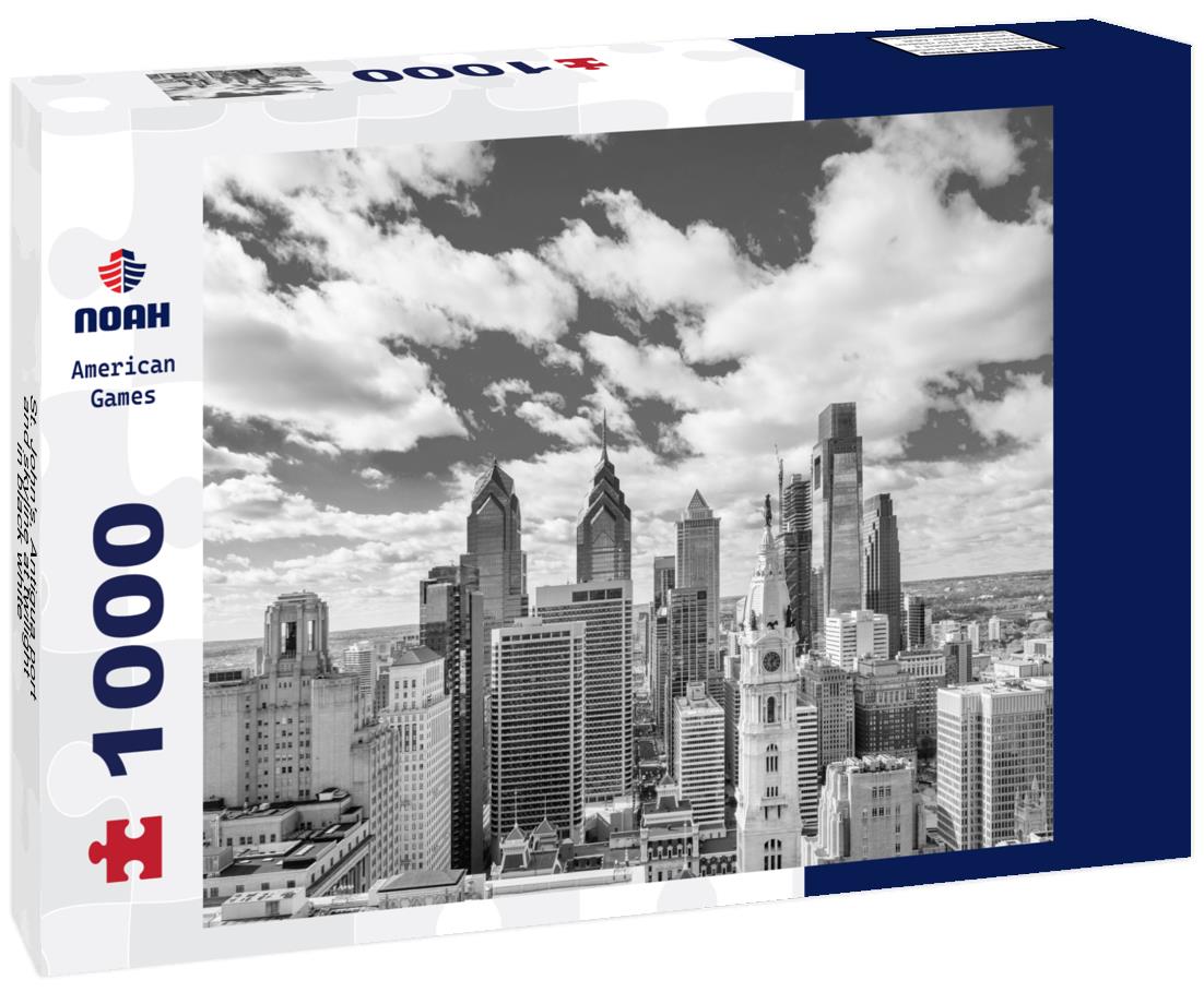 Noah Jigsaw Puzzle St. John's, Antigua port and skyline at twilight in black white 1000 pieces