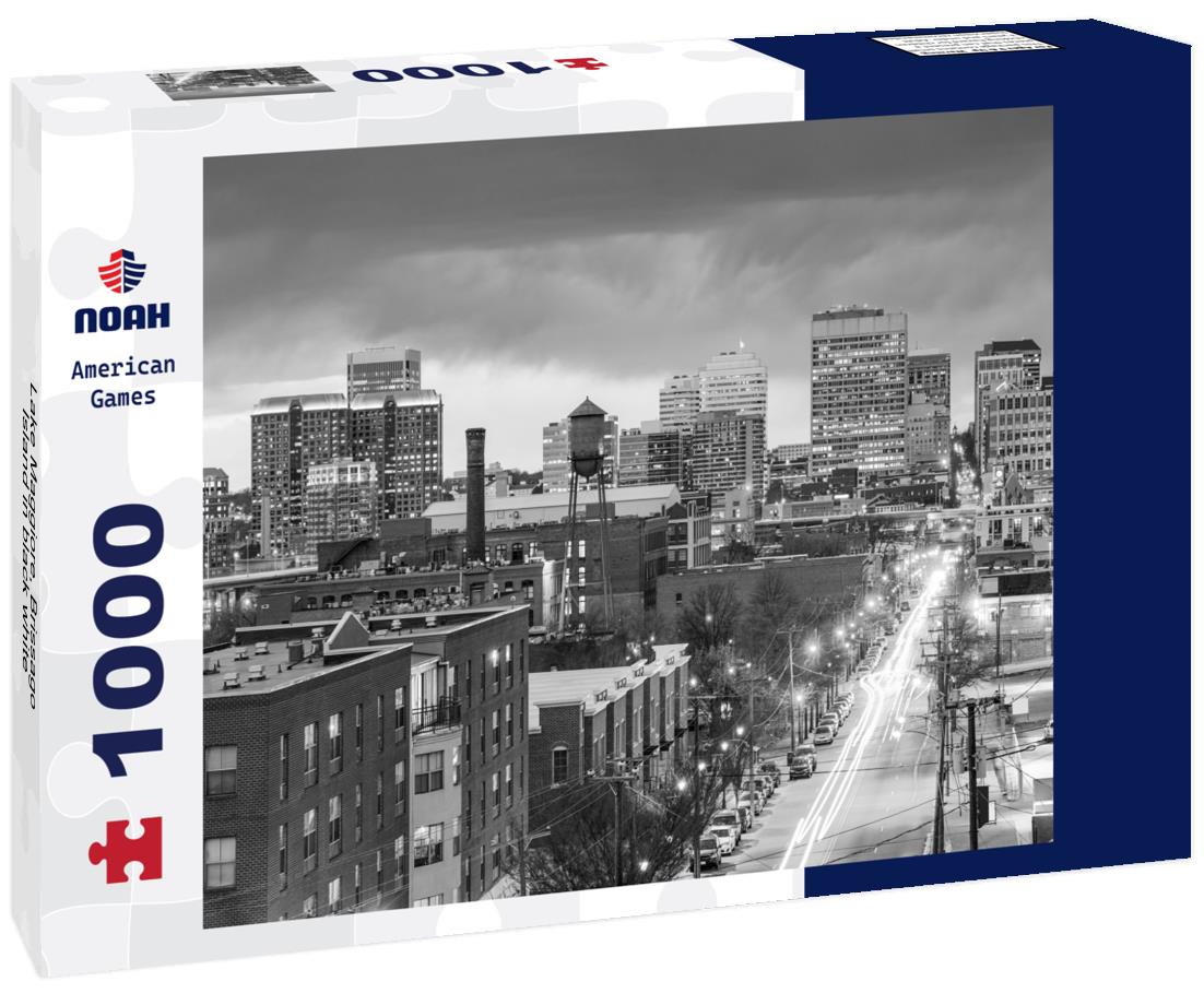 Noah Jigsaw Puzzle Lake Maggiore, Brissago Island in black white 1000 pieces