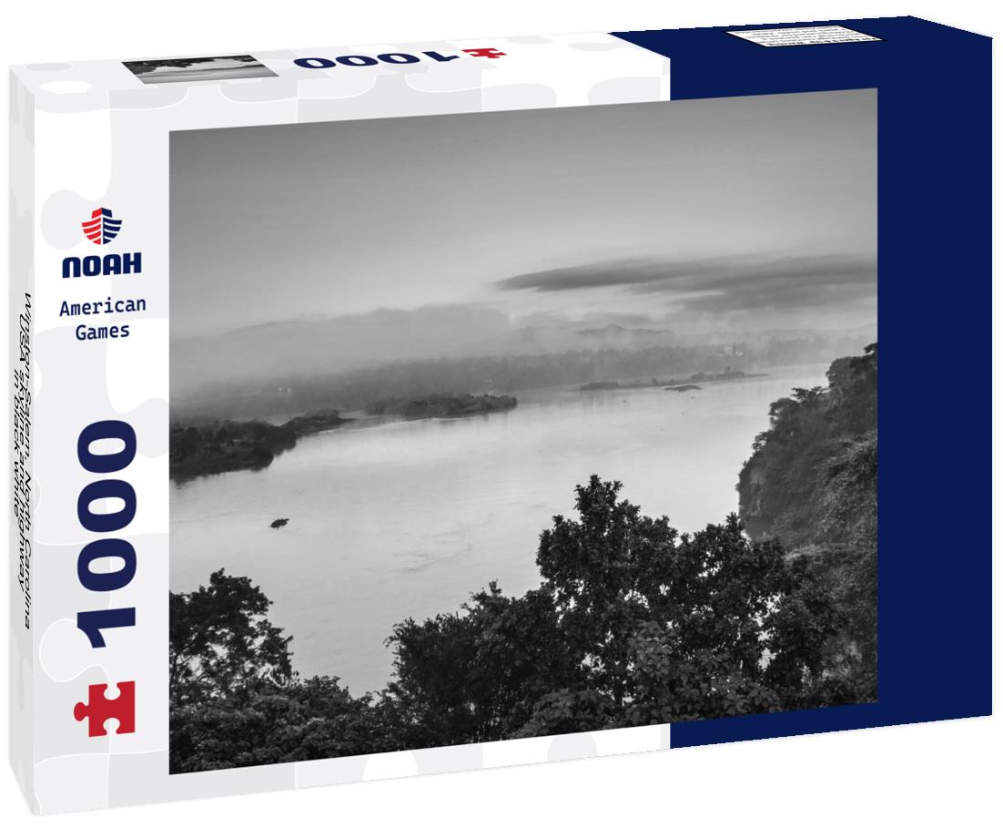 Noah Jigsaw Puzzle Winston-Salem, North Carolina, USA skyline and highway in black white 1000 pieces