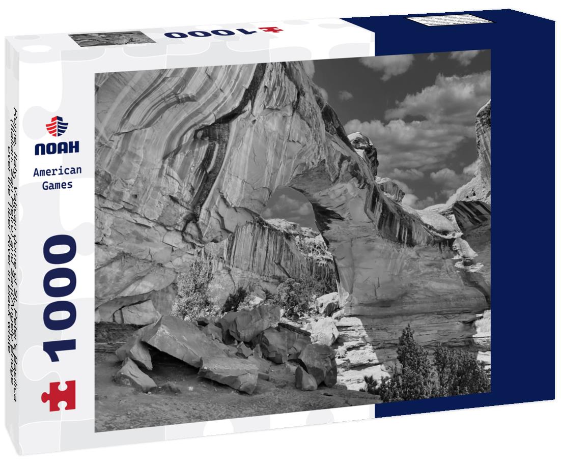 Noah Jigsaw Puzzle Rome, Italy. Vatican dome of St. Peter's Basilica (Italian: San Pietro) and Sant'Angelo Bridge, over the Tiber River in black white 1000 pieces