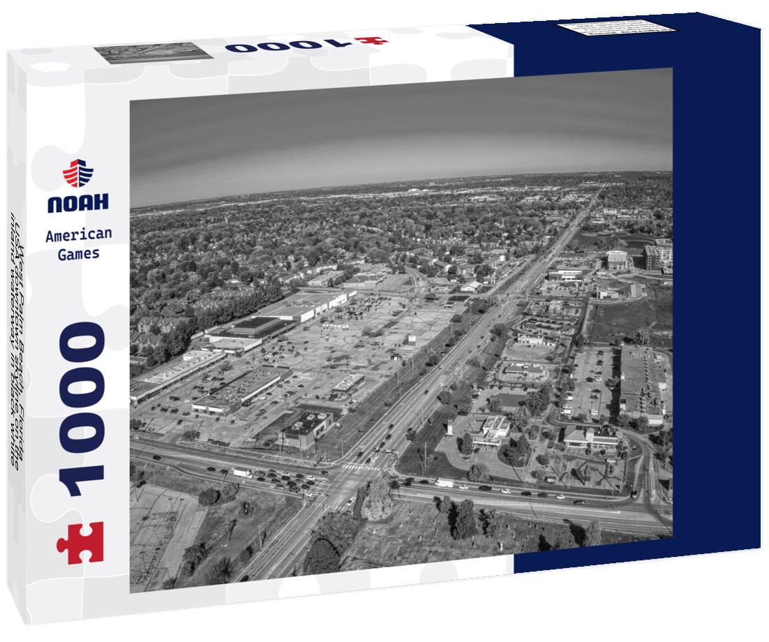 Noah Jigsaw Puzzle West Palm Beach, Florida, USA downtown skyline on the inland waterway in black white 1000 pieces