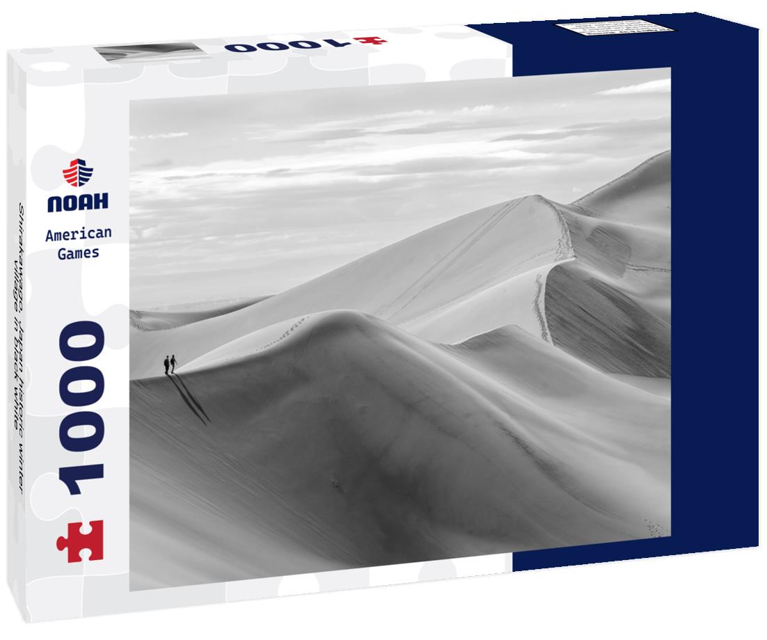 Noah Jigsaw Puzzle Shirakawago, Japan historic winter village in black white 1000 pieces