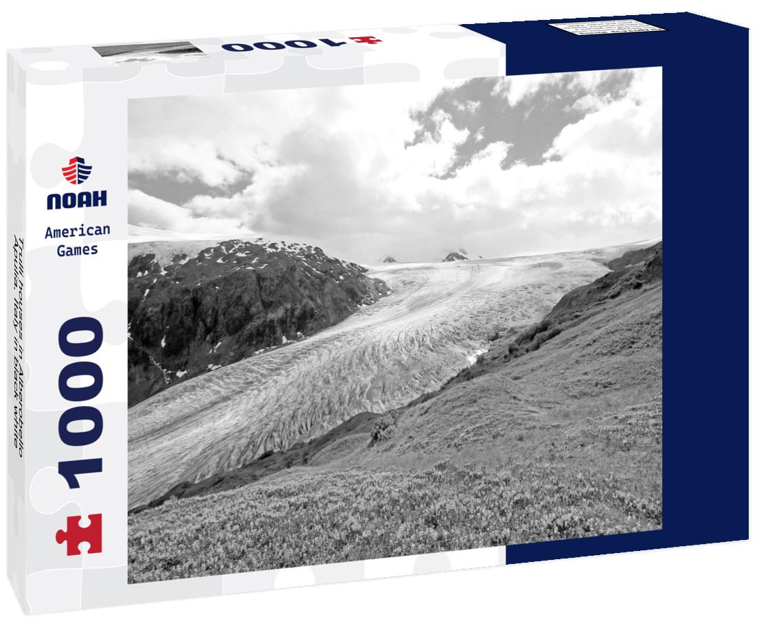 Noah Jigsaw Puzzle Trulli houses in Alberobello, Apulia, Italy in black white 1000 pieces