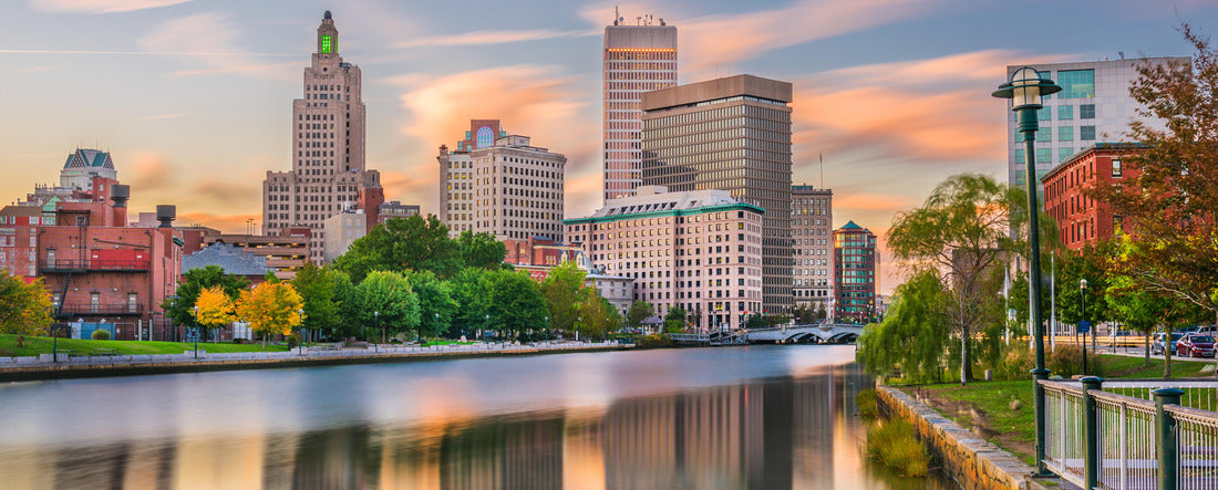Providence, Rhode Island, USA downtown cityscape viewed from above the Providence River 2000pc Panoramic Puzzle