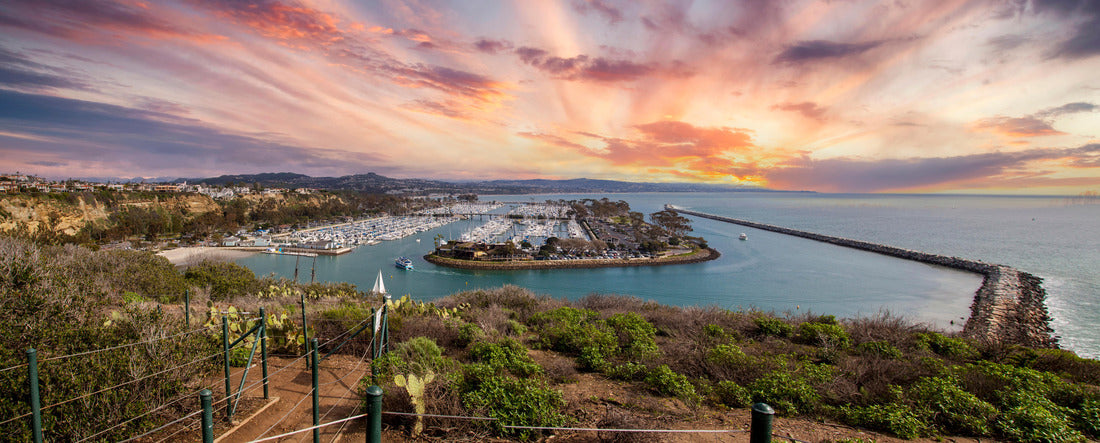 Dana Point Harbor from the hiking path above in Southern California, USA on a sunny day 2000pc Panoramic Puzzle