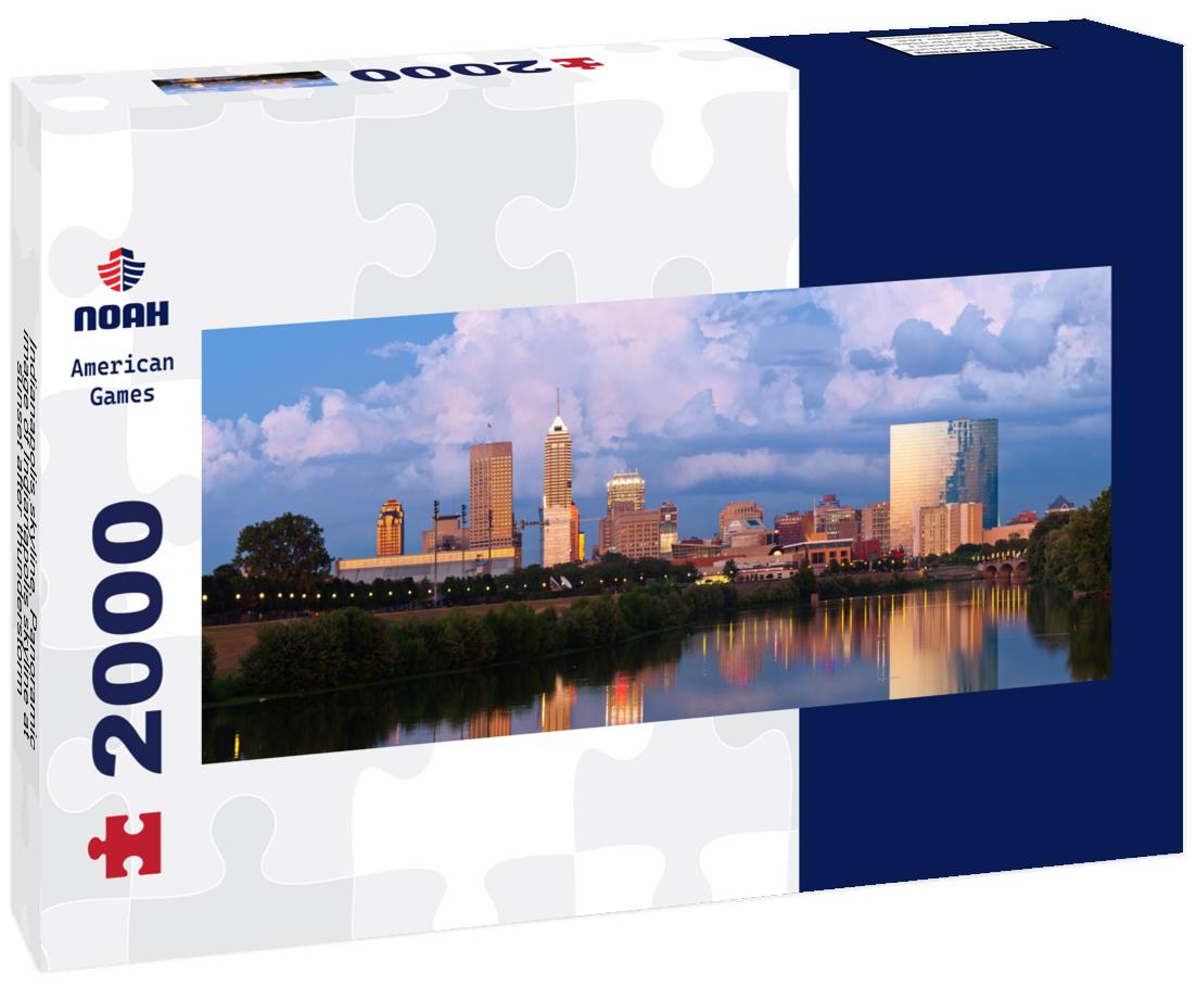 Indianapolis skyline. of Indianapolis skyline at sunset after thunderstorm 2000pc Panoramic Puzzle
