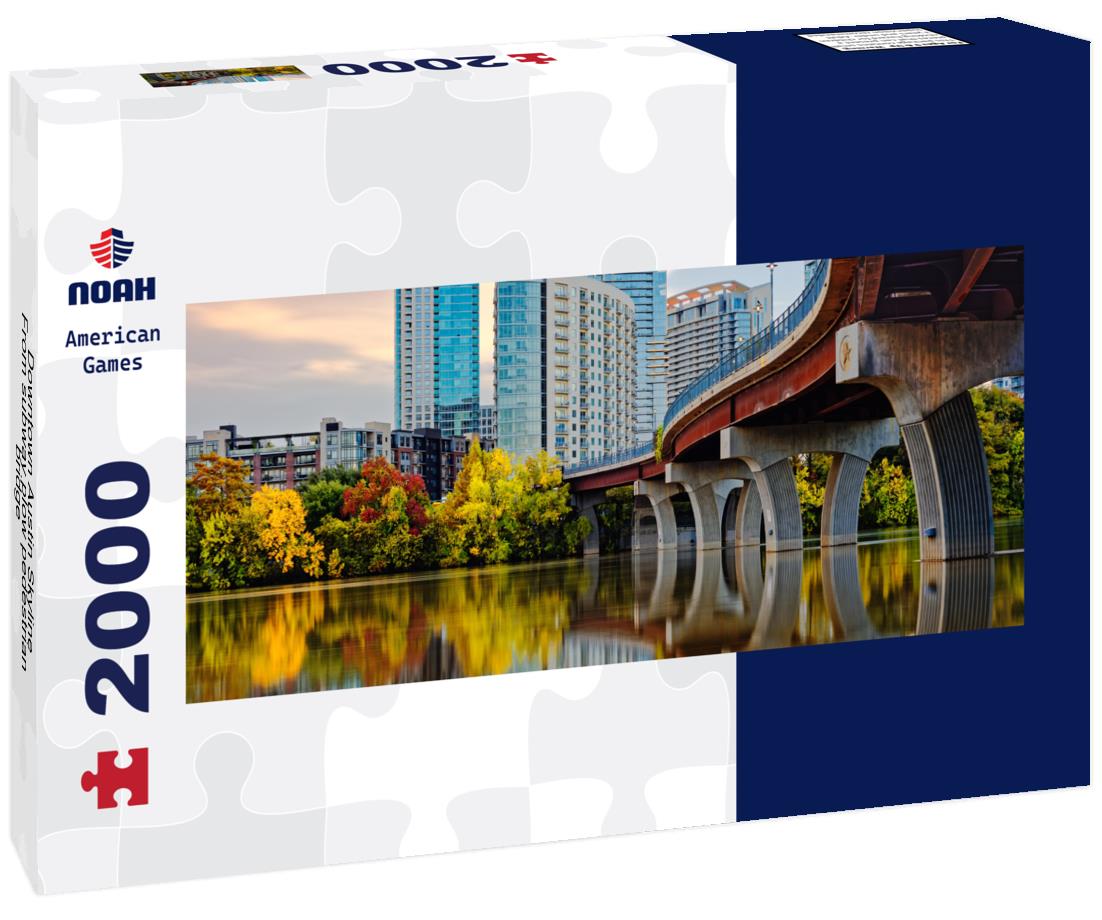 Downtown Austin Skyline From subway plow pedestrian bridge - Lady Bird Lake - Austin Texas 2000pc Panoramic Puzzle