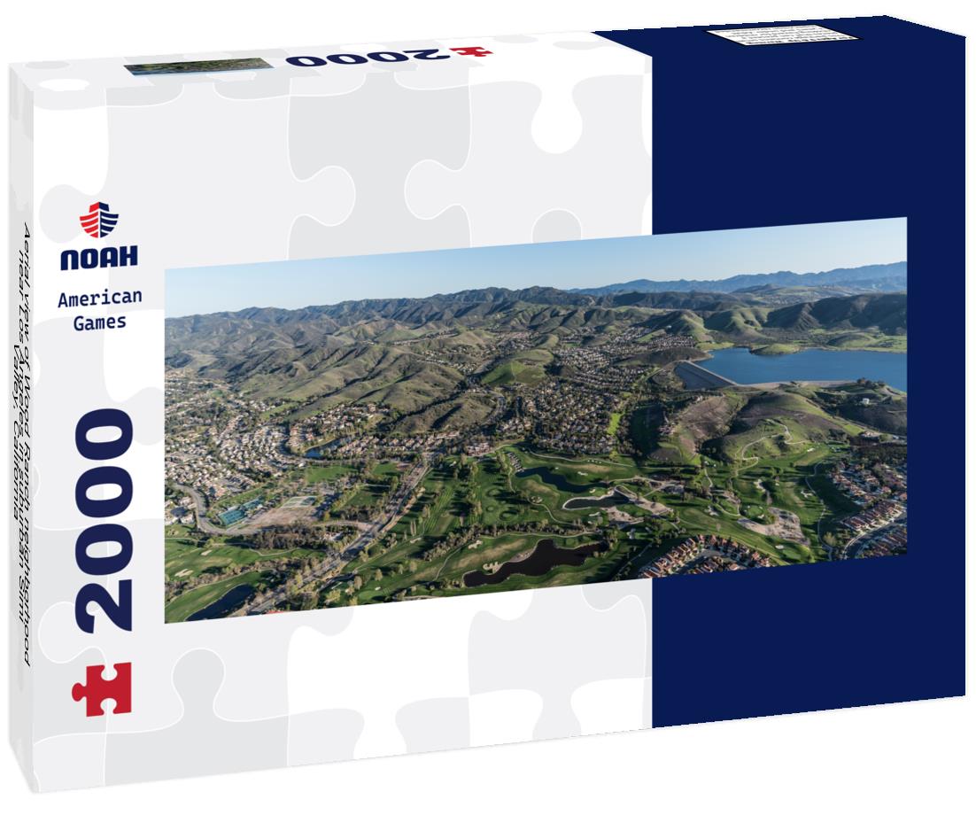 Aerial view of Wood Ranch neighborhood near Los Angeles in suburban Simi Valley, California 2000pc Panoramic Puzzle