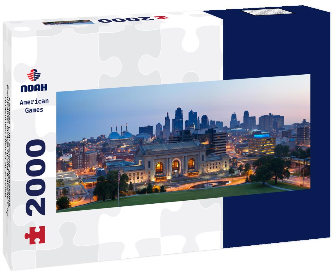 Kansas City skyline. of the Kansas City downtown district at sunrise 2000pc Panoramic Puzzle