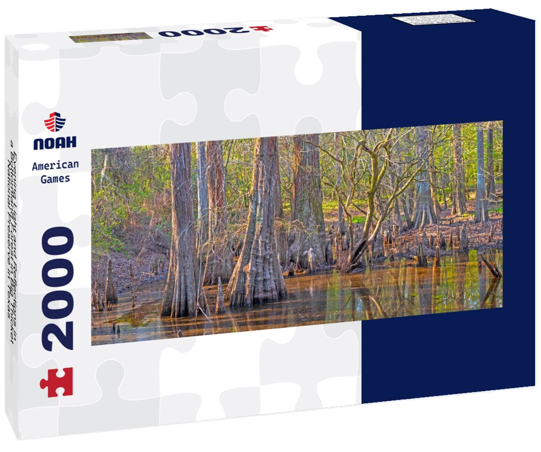 Evening Light and Reflections in a Bottomland Forest in Big Thicket National Preserve in Texas 2000pc Panoramic Puzzle