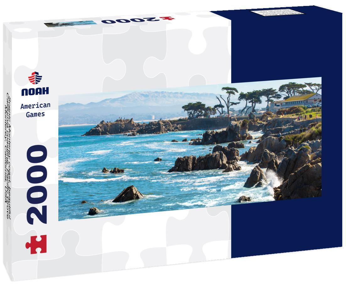 Scenic Monterey coast, beautiful California coastline, Pacific Grove, Monterey, California, USA 2000pc Panoramic Puzzle