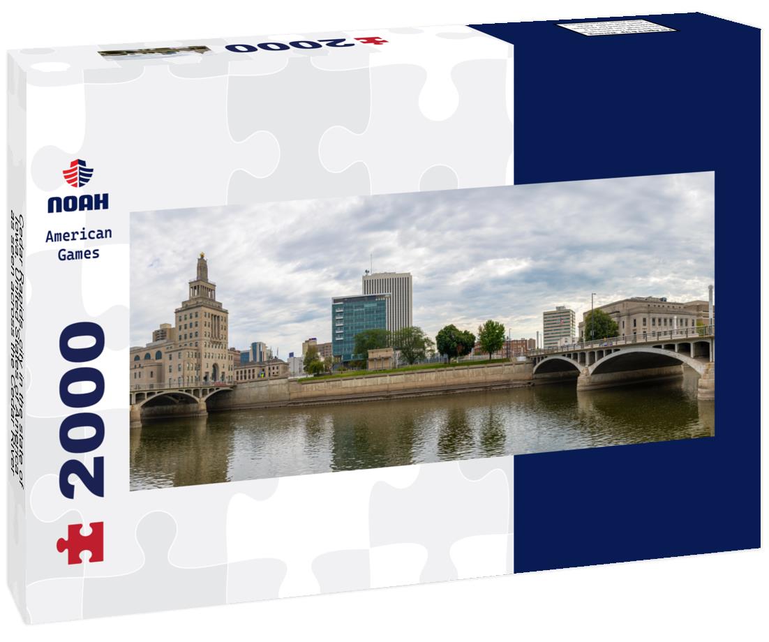 Cedar Rapids, city in the state of Iowa, United States of America, as seen across the Cedar River 2000pc Panoramic Puzzle