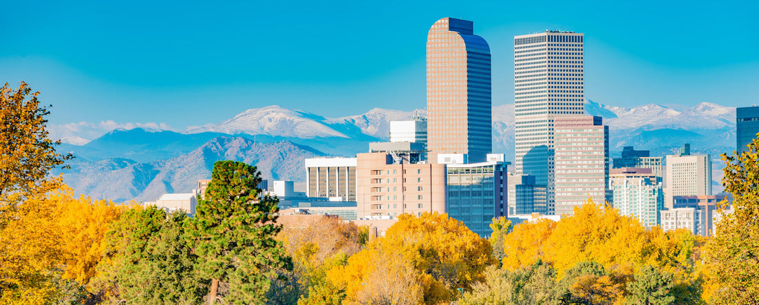 Scenic of Denver Colorado skyline. City Park and Rocky Mountains. Located in Denver, Colorado, USA 2000pc Panoramic Puzzle
