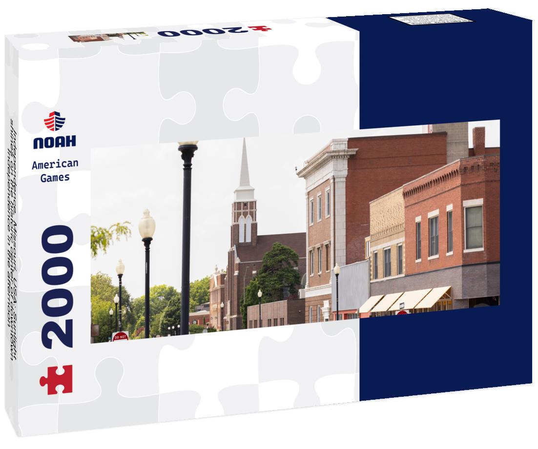 Independence, Missouri, USA: Sunlight shines on the historic center of downtown Independence in the afternoon 2000pc Panoramic Puzzle