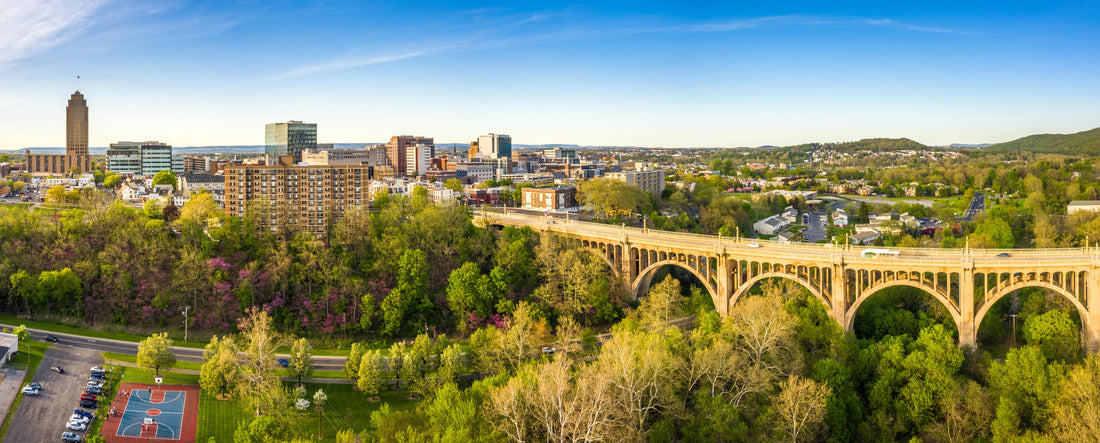 Allentown, Pennsylvania skyline and Albertus L. Meyers Bridge (aka Eighth Street Bridge) in the sunny afternoon 2000pc Panoramic Puzzle