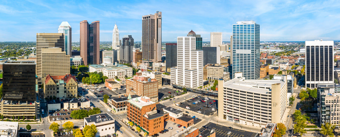 Columbus, Ohio aerial view skyline. Columbus is the capital of the state and the most populous city in the US state of Ohio 2000pc Panoramic Puzzle