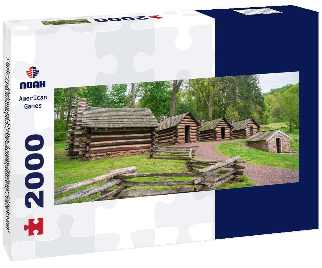 Historic Cabins at Valley Forge National Historical Park, Revolutionary War encampment, northwest of Philadelphia, in Pennsylvania, USA 2000pc Panoramic Puzzle