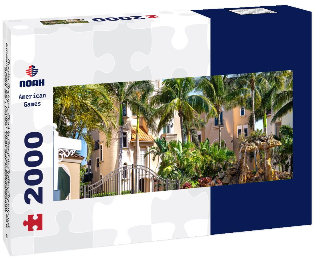 Bonita Springs, Florida Stadt in Collier County mit Eingang zum berühmten Strand von Barefoot mit Straße durch die Luxushäuser der Nachbarschaft 2000pc Panoramic Puzzle