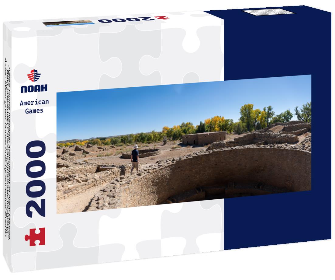 Aztec Ruins National Monument in New Mexico. Best preserved Chacoan structures including Aztec West great house built by ancestral Pueblo people. Kiva and masonry walls 2000pc Panoramic Puzzle