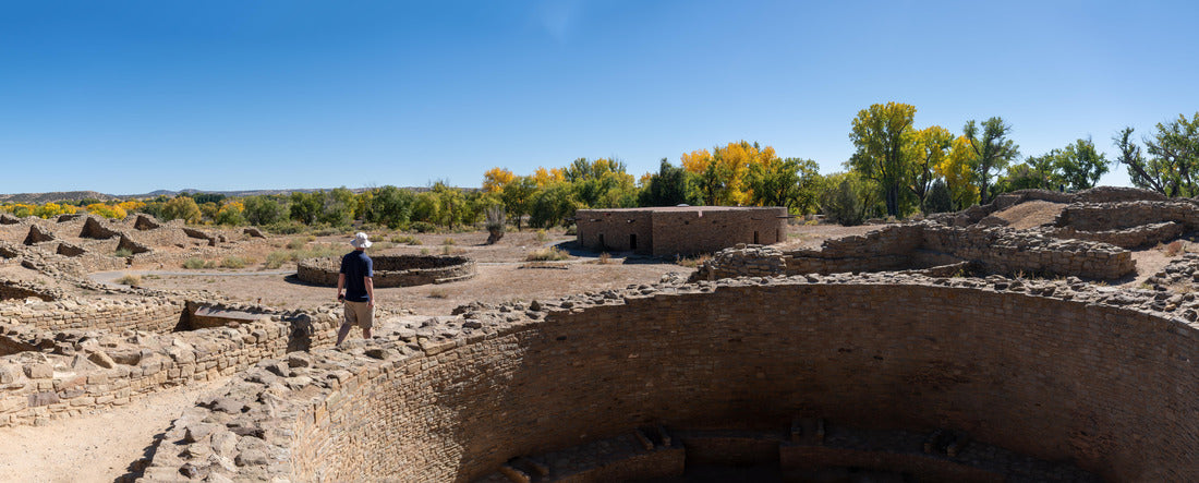 Aztec Ruins National Monument in New Mexico. Best preserved Chacoan structures including Aztec West great house built by ancestral Pueblo people. Kiva and masonry walls 2000pc Panoramic Puzzle