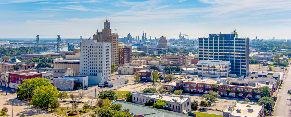 Aerial view Beaumont Texas cityscape 2000pc Panoramic Puzzle