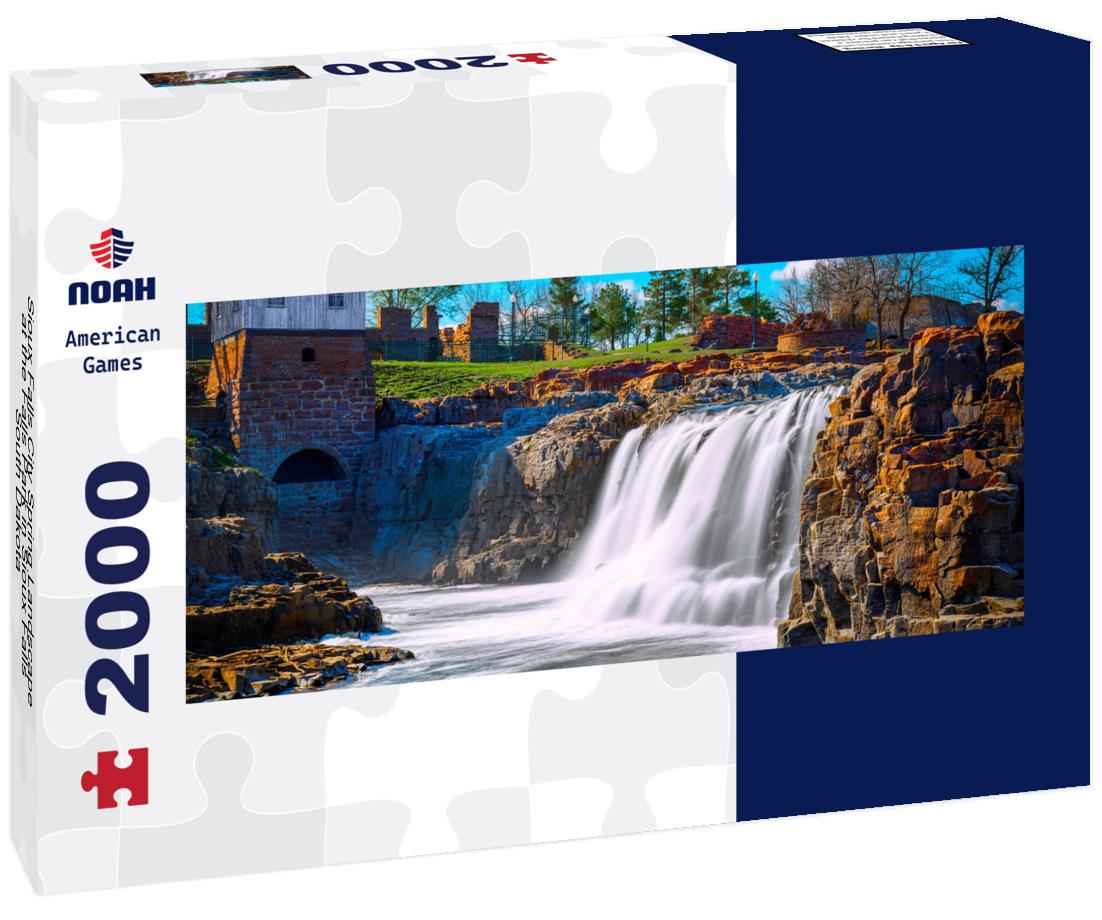 Sioux Falls City Spring Landscape at the Falls Park in Sioux Falls, South Dakota 2000pc Panoramic Puzzle