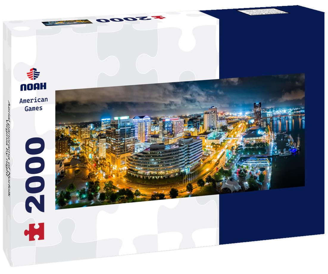 Aerial Norfolk Virginia by night 2000pc Panoramic Puzzle