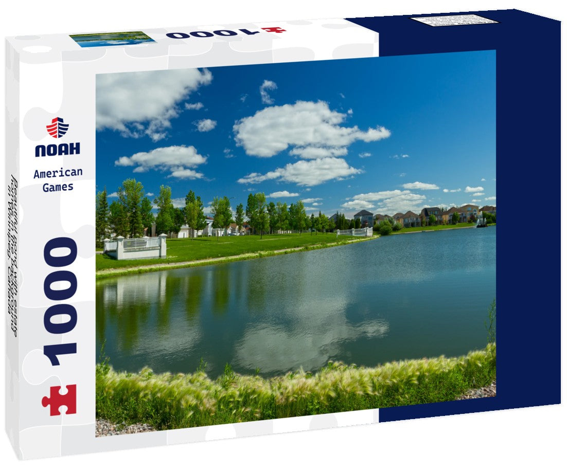 Noah Jigsaw Puzzle Beautiful pond with estate homes in the background in Winnipeg. Canada 1000 pieces