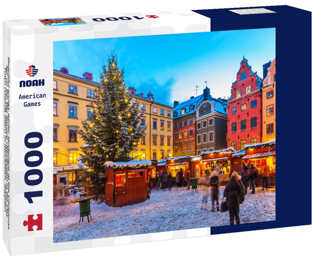 Noah Jigsaw Puzzle Beautiful snowy winter landscape at the Christmas fair on the Big Square (Stortorget) in the Old Town (Gamla Stan) in Stockholm, Sweden 1000 pieces
