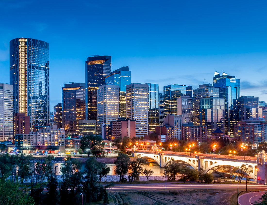 Noah Jigsaw Puzzle Calgary skyline at night with Bow River and Center Street Bridge 1000 pieces