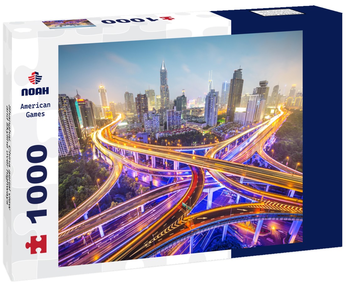 Noah Jigsaw Puzzle Shanghai, China aerial view and skyline over highways 1000 pieces