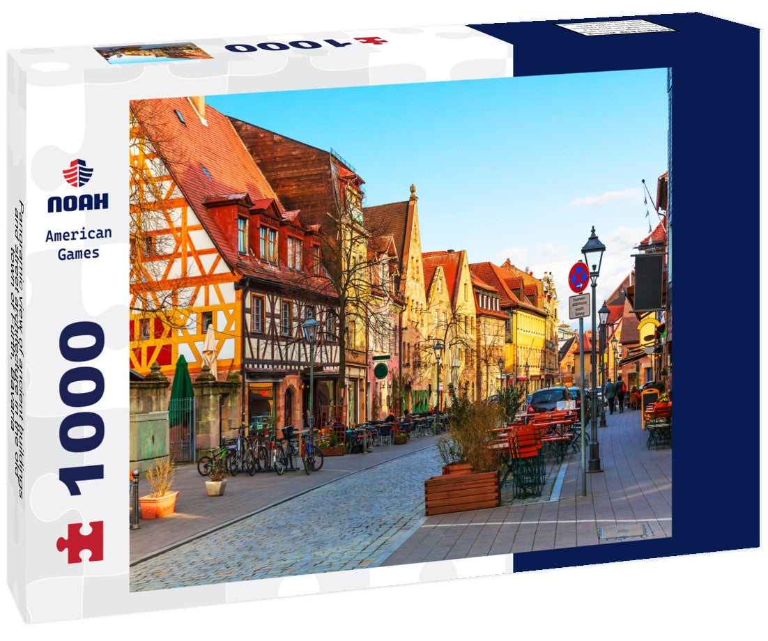 Noah Jigsaw Puzzle Panoramic view of ancient buildings and street architecture in the old town of Fürth, Bavaria 1000 pieces